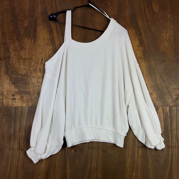 We The Free Womens Sweater Off White Saratoga One Shoulder Stretch Small - Picture 9 of 10